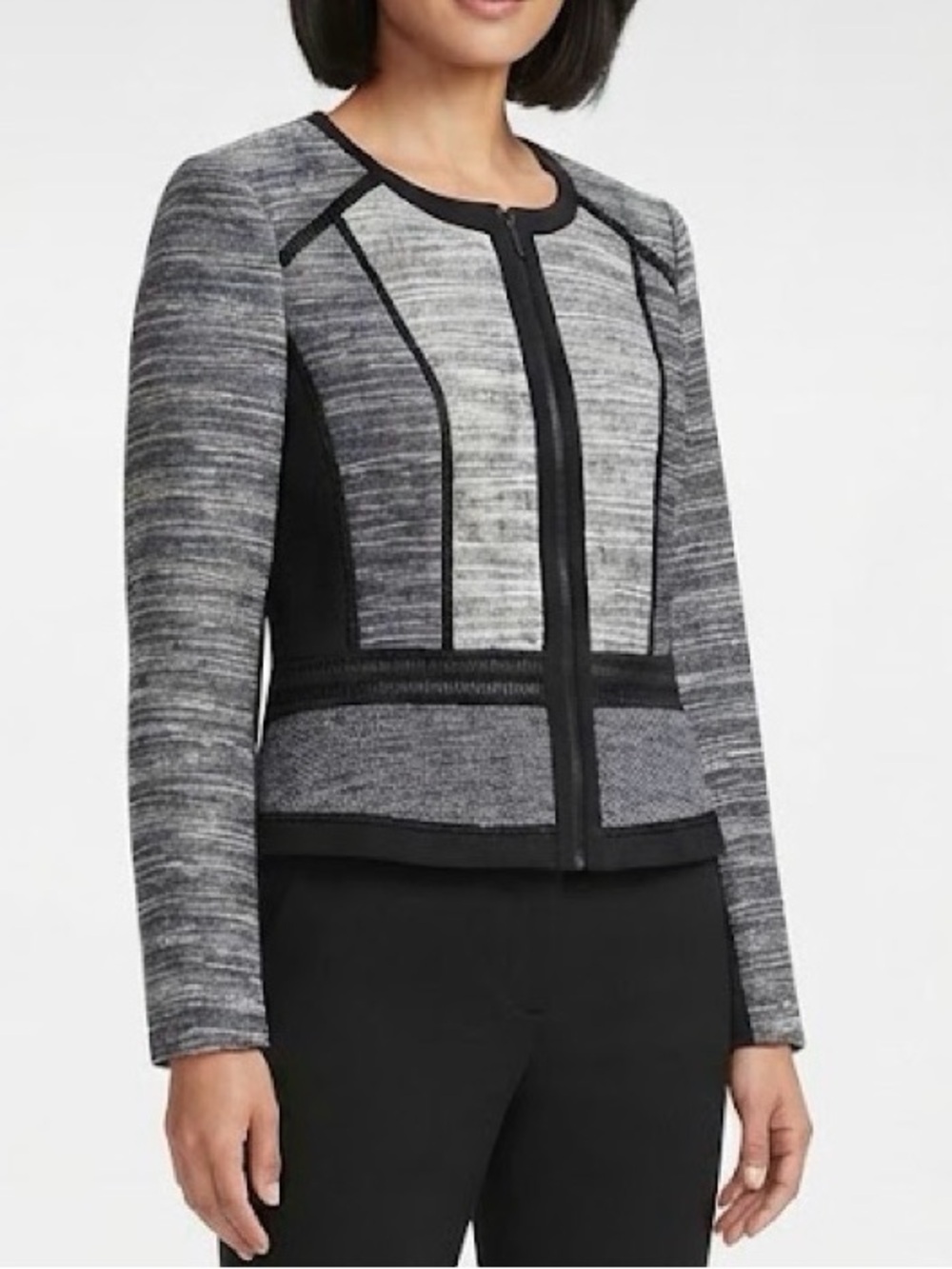 NWT White House Black Market Multi Tweed Momento Zip Jacket Size 14